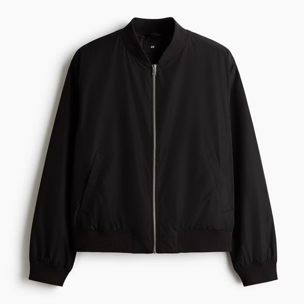 H&M Men's Classic Black Bomber Jacket